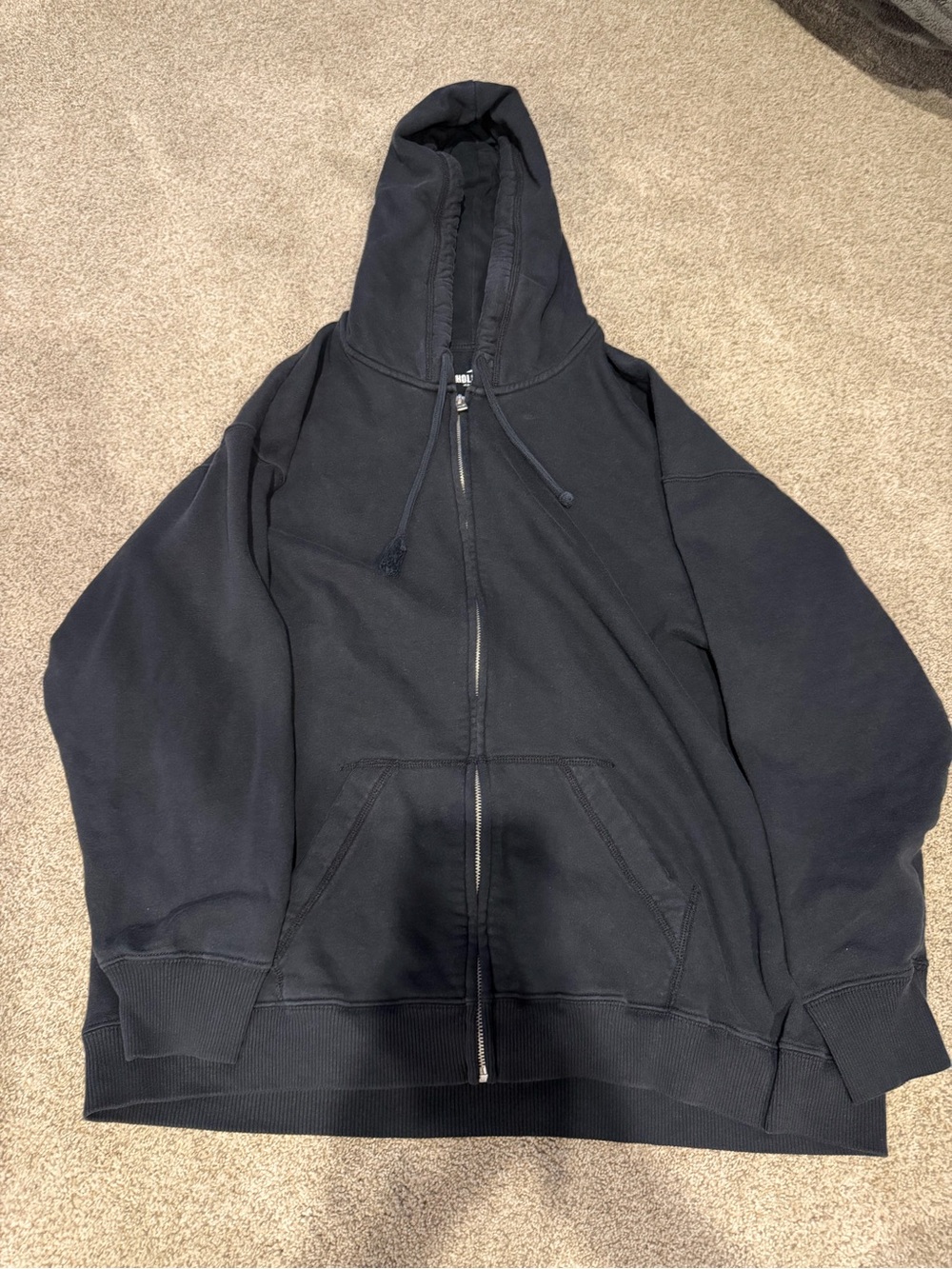 Hollister Black Full-Zip Hooded Sweater